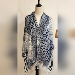 Zebra Print Shawl Rebozo, pashmina, shawl, scarf, animal print,  leopard One Siz